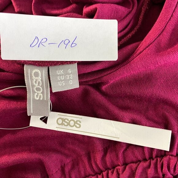 Asos Dress Scrunched‎ Viscose Elastane Raspberry St - Picture 2 of 6